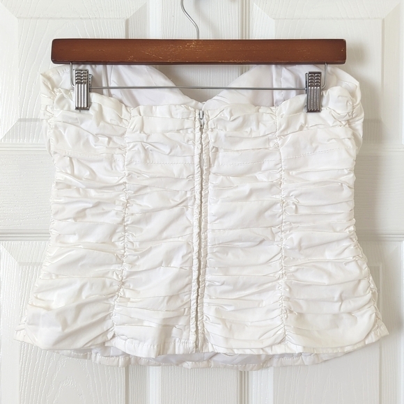 WD.NY Y2K Vintage Classic Ruched Strapless Sweetheart Fitted Tube Top White L - Picture 8 of 10